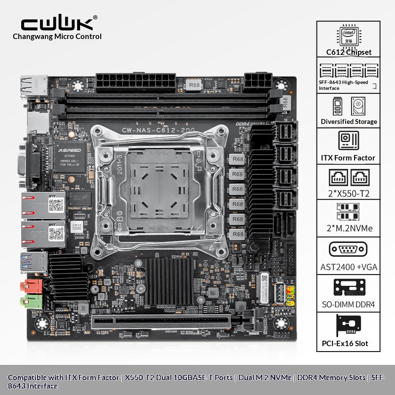 Scheda Madre C612 LGA 2011-3 X - Nas Motherboard 8 Sata Mini Itx recensione e prezzo
